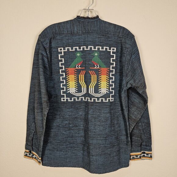 VTG 70s Guatemalan Handmade Quetzel Tribal Aztec Shirt Jacket Embroidered Medium - Picture 2 of 10